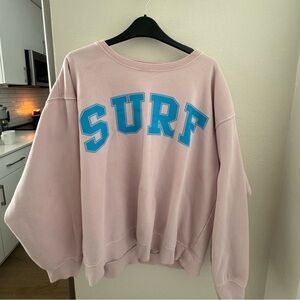 Relaxed Pink 'SURF' Crewneck Sweatshirt